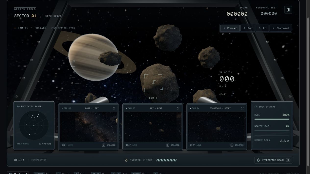 Asteroids 3D: Deepfield 遊戲畫面